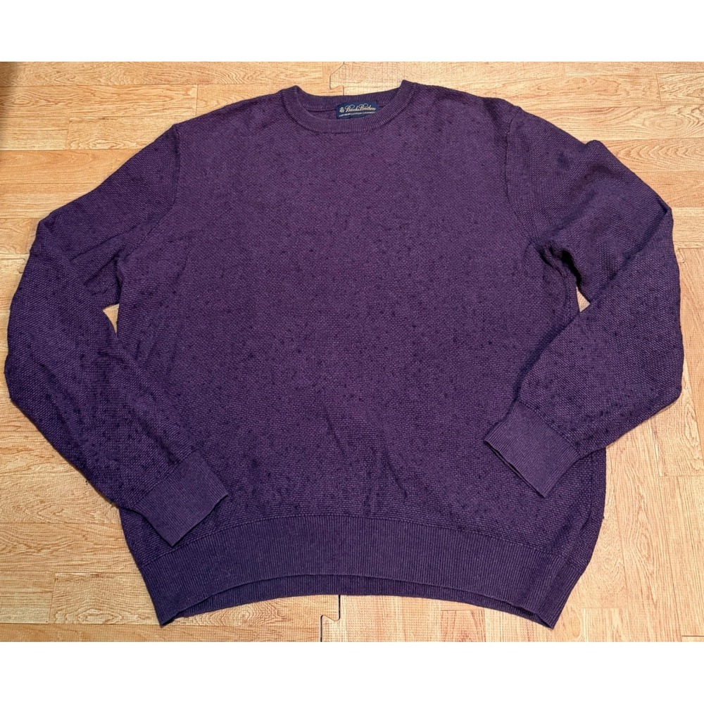 Brooks Brothers Supima Cotton Cashmere Sweater Purple Crewneck Mens XL